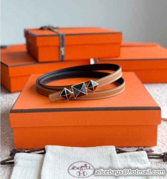 Good Looking Hermes Women's Fibbia da Cintura 1925 Reversible Leather Belt 1.3cm 0617 Brown/Black 2025