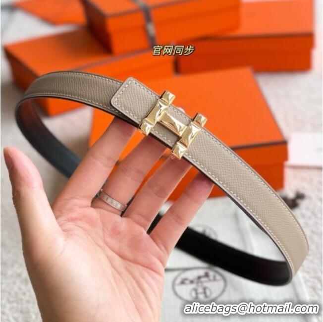 Top Quality Hermes Women's Fibbia da Cintura H Infini Reversible Leather Belt 2.4cm 0617 Grey/Gold 2025