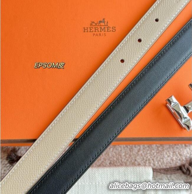 Top Quality Hermes Women's Fibbia da Cintura H Infini Reversible Leather Belt 2.4cm 0617 Grey/Silver 2025