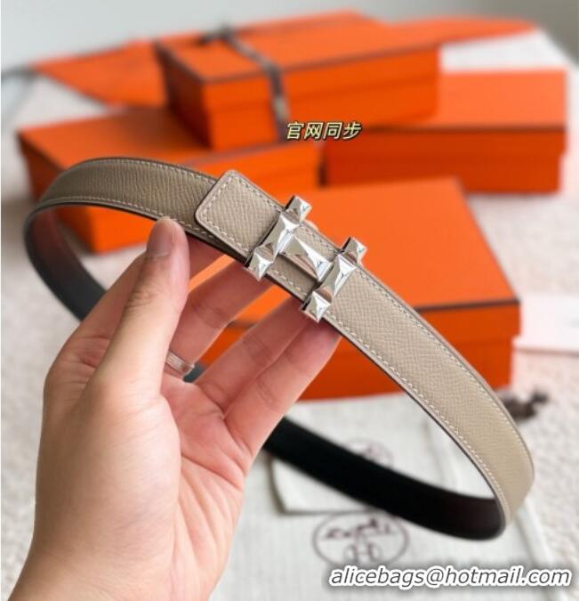 Top Quality Hermes Women's Fibbia da Cintura H Infini Reversible Leather Belt 2.4cm 0617 Grey/Silver 2025