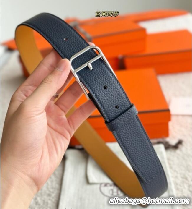 Super Quality Hermes Ceinture Romain Belt 3.5cm in Grianed Leather 0617 Navy Blue 2025