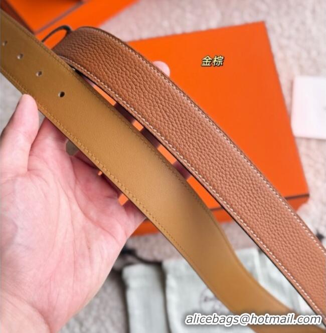 Super Quality Hermes Ceinture Romain Belt 3.5cm in Grained Leather 0617 Brown 2025