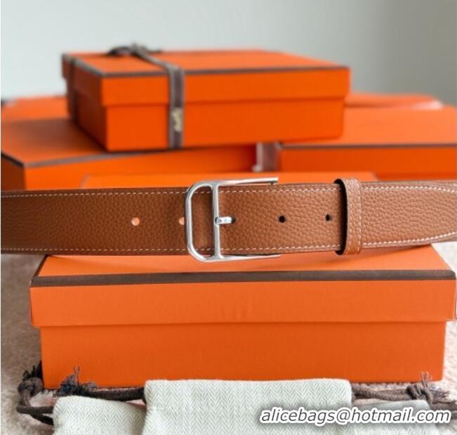 Super Quality Hermes Ceinture Romain Belt 3.5cm in Grained Leather 0617 Brown 2025