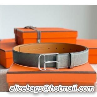 Good Looking Hermes Ceinture Romain Belt 3.5cm in Grained Leather 0617 Cloud Grey 2025