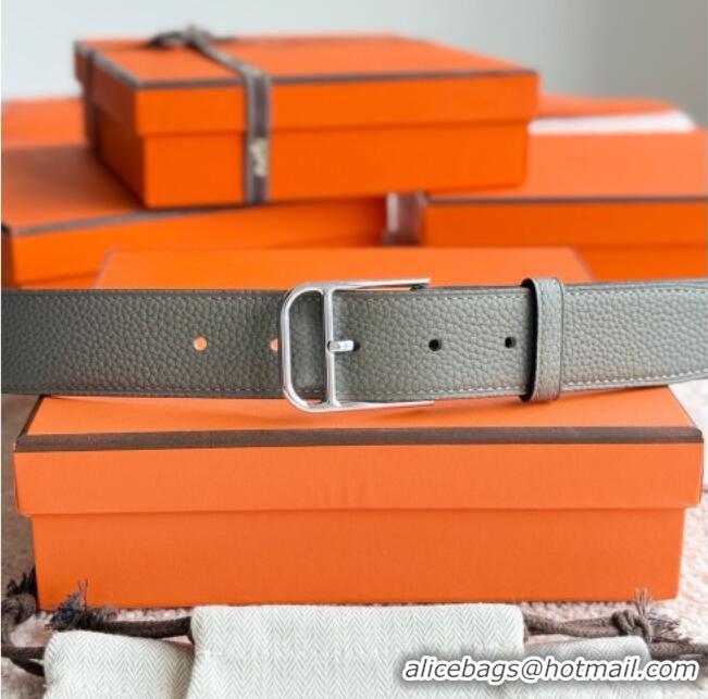 Good Looking Hermes Ceinture Romain Belt 3.5cm in Grained Leather 0617 Cloud Grey 2025
