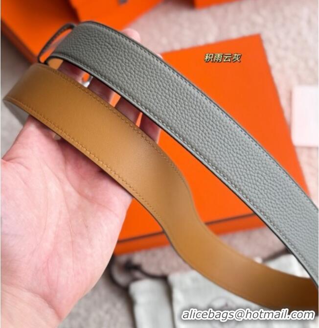 Good Looking Hermes Ceinture Romain Belt 3.5cm in Grained Leather 0617 Cloud Grey 2025
