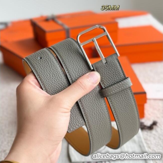 Good Looking Hermes Ceinture Romain Belt 3.5cm in Grained Leather 0617 Cloud Grey 2025