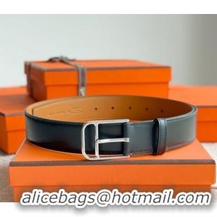 Luxury Discount Hermes Ceinture Romain Belt 3.5cm in Box Leather 0617 Black 2025