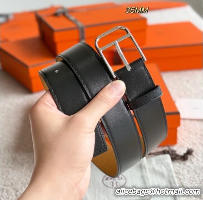 Luxury Discount Hermes Ceinture Romain Belt 3.5cm in Box Leather 0617 Black 2025