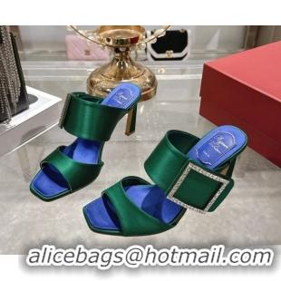 Stylish Roger Vivier Trompette Heel Slides Sandal 8.5cm in Satin 0225028 Green 2026