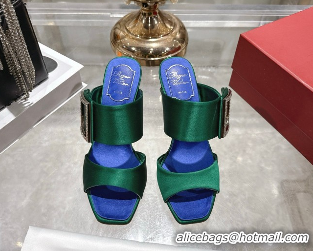 Stylish Roger Vivier Trompette Heel Slides Sandal 8.5cm in Satin 0225028 Green 2026