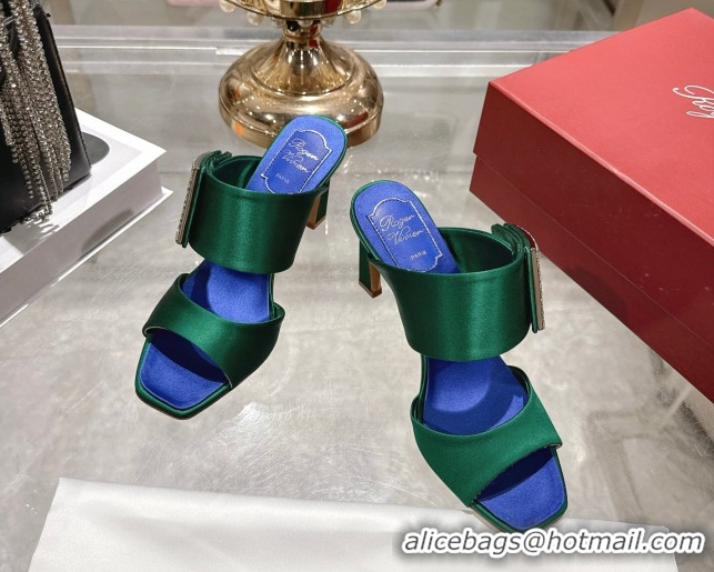 Stylish Roger Vivier Trompette Heel Slides Sandal 8.5cm in Satin 0225028 Green 2026