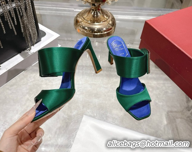 Stylish Roger Vivier Trompette Heel Slides Sandal 8.5cm in Satin 0225028 Green 2026