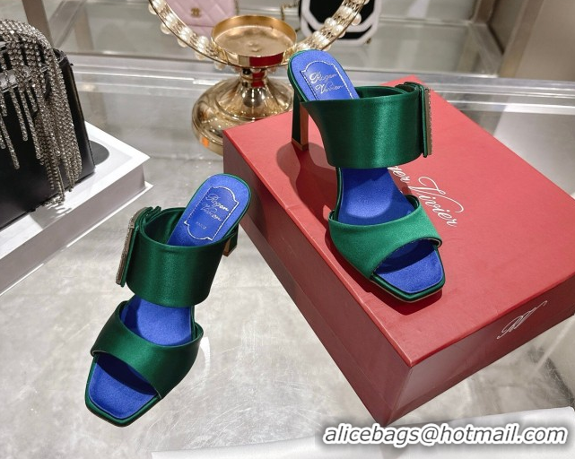 Stylish Roger Vivier Trompette Heel Slides Sandal 8.5cm in Satin 0225028 Green 2026