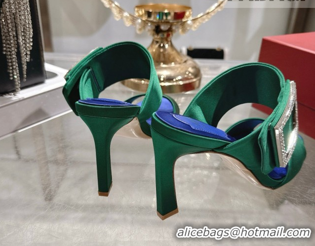 Stylish Roger Vivier Trompette Heel Slides Sandal 8.5cm in Satin 0225028 Green 2026
