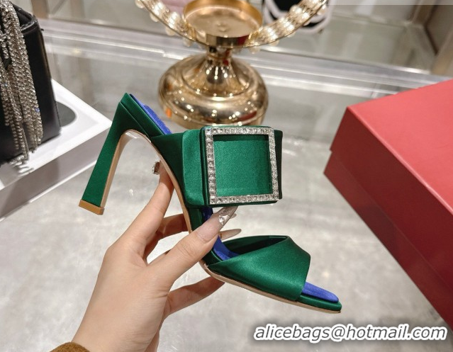 Stylish Roger Vivier Trompette Heel Slides Sandal 8.5cm in Satin 0225028 Green 2026