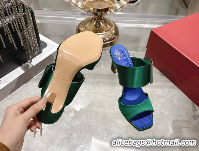 Stylish Roger Vivier Trompette Heel Slides Sandal 8.5cm in Satin 0225028 Green 2026