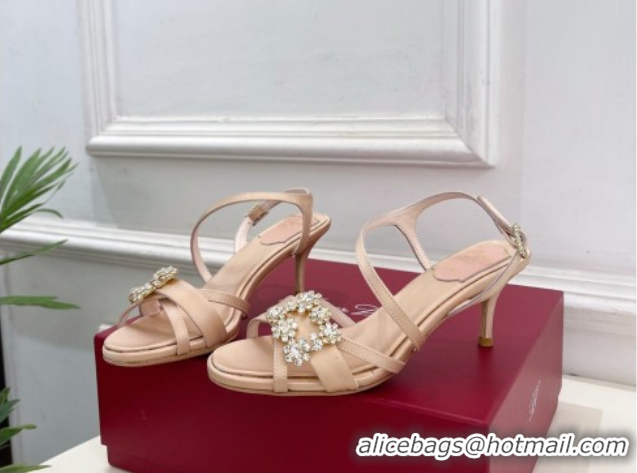 Sophisticated Roger Vivier Efflorescence Heel Sandals 6.5cm in Satin 0225029 Nude 2026