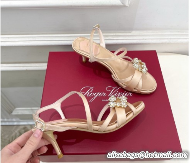 Sophisticated Roger Vivier Efflorescence Heel Sandals 6.5cm in Satin 0225029 Nude 2026
