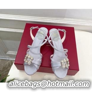 Most Popular Roger Vivier Efflorescence Heel Sandals 6.5cm in Satin 0225029 Grey 2026