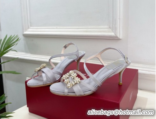 Most Popular Roger Vivier Efflorescence Heel Sandals 6.5cm in Satin 0225029 Grey 2026