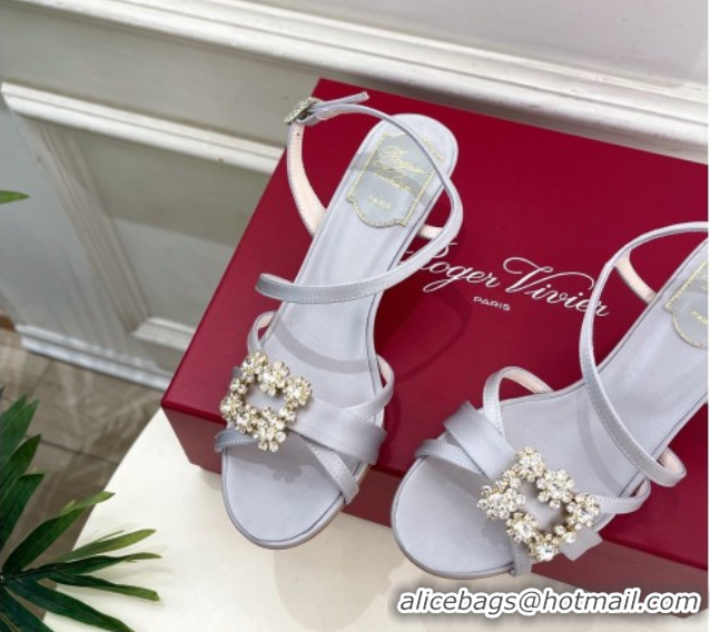 Most Popular Roger Vivier Efflorescence Heel Sandals 6.5cm in Satin 0225029 Grey 2026