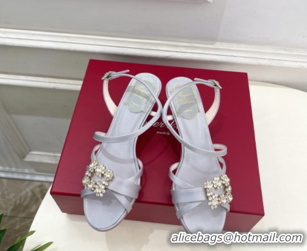 Most Popular Roger Vivier Efflorescence Heel Sandals 6.5cm in Satin 0225029 Grey 2026