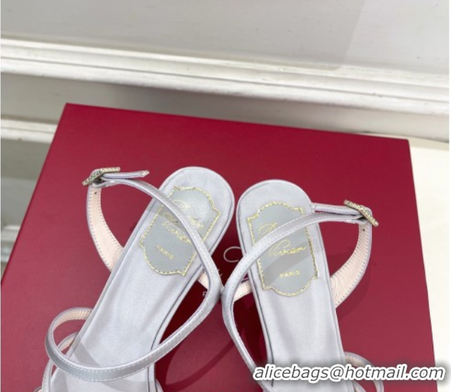 Most Popular Roger Vivier Efflorescence Heel Sandals 6.5cm in Satin 0225029 Grey 2026