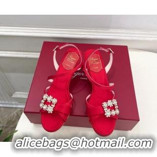 Good Quality Roger Vivier Efflorescence Heel Sandals 6.5cm in Satin 0225029 Red 2026