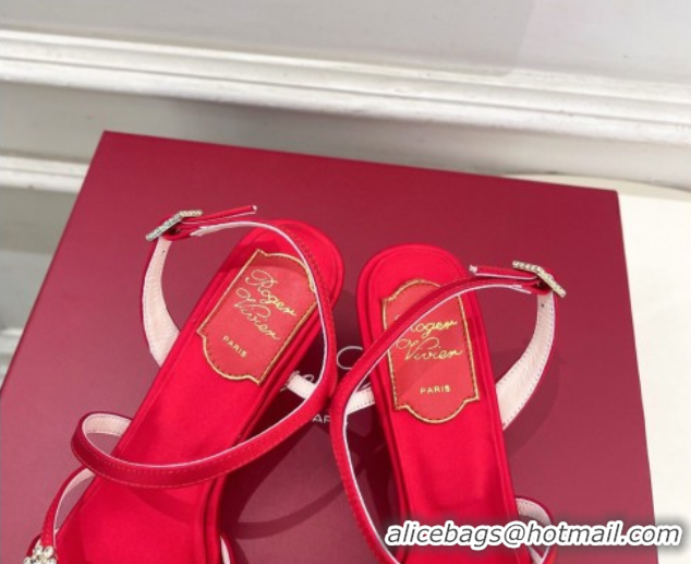 Good Quality Roger Vivier Efflorescence Heel Sandals 6.5cm in Satin 0225029 Red 2026