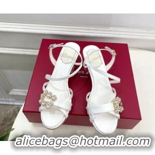 Hot Style Roger Vivier Efflorescence Heel Sandals 6.5cm in Satin 0225029 White 2026