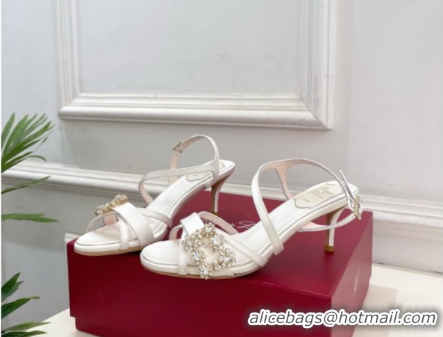 Hot Style Roger Vivier Efflorescence Heel Sandals 6.5cm in Satin 0225029 White 2026