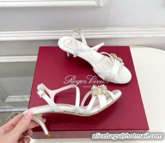 Hot Style Roger Vivier Efflorescence Heel Sandals 6.5cm in Satin 0225029 White 2026