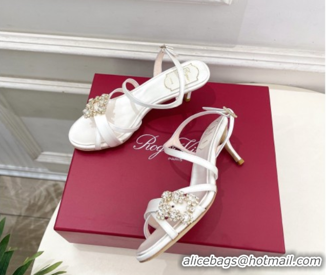 Hot Style Roger Vivier Efflorescence Heel Sandals 6.5cm in Satin 0225029 White 2026