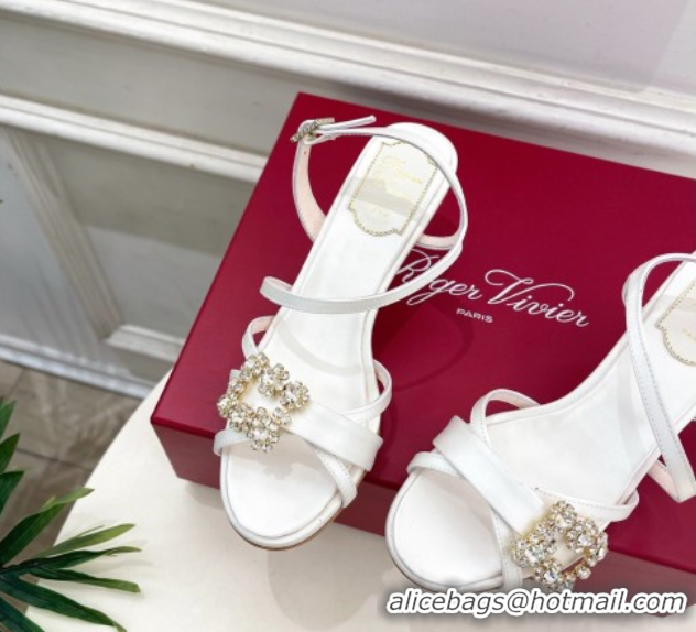 Hot Style Roger Vivier Efflorescence Heel Sandals 6.5cm in Satin 0225029 White 2026