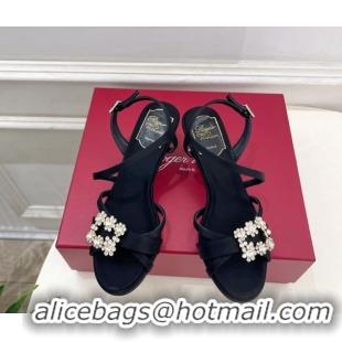 Grade Quality Roger Vivier Efflorescence Heel Sandals 6.5cm in Satin 0225029 Black 2026