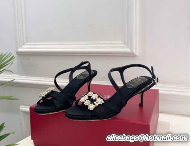 Grade Quality Roger Vivier Efflorescence Heel Sandals 6.5cm in Satin 0225029 Black 2026