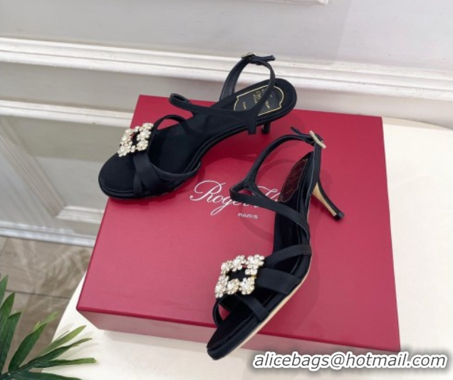 Grade Quality Roger Vivier Efflorescence Heel Sandals 6.5cm in Satin 0225029 Black 2026