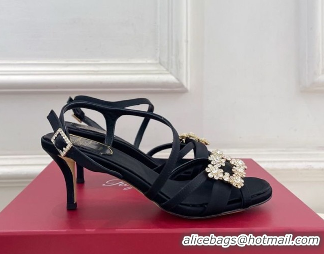 Grade Quality Roger Vivier Efflorescence Heel Sandals 6.5cm in Satin 0225029 Black 2026