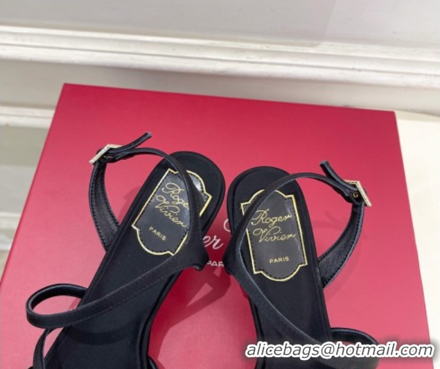 Grade Quality Roger Vivier Efflorescence Heel Sandals 6.5cm in Satin 0225029 Black 2026