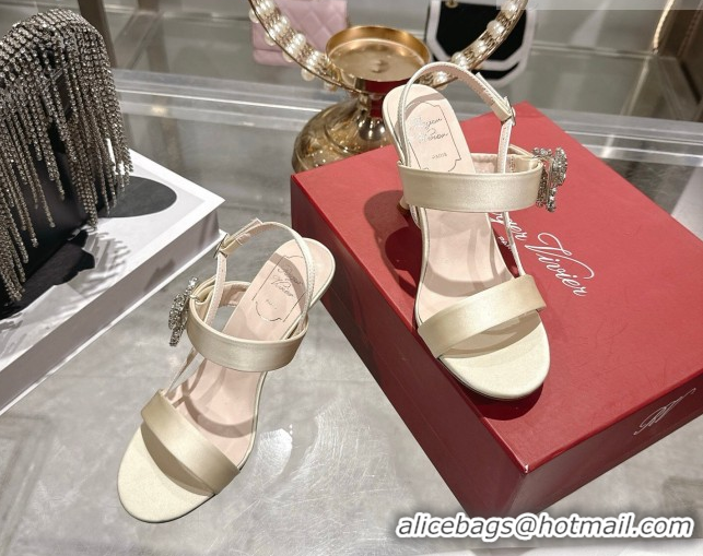 Pretty Style Roger Vivier Strass Flower Heel Sandals 7.5cm in Satin 0225034 White 2026