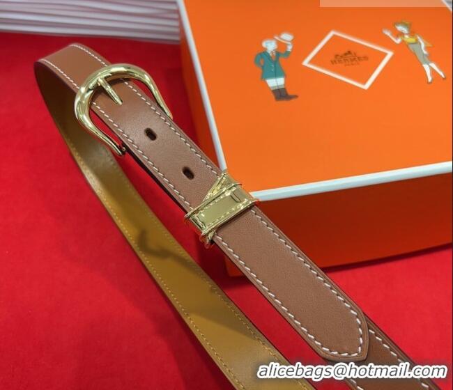 Trendy Design Hermes Ecuyere Leather Belt 2.4cm 0617 Brown/Gold 2025