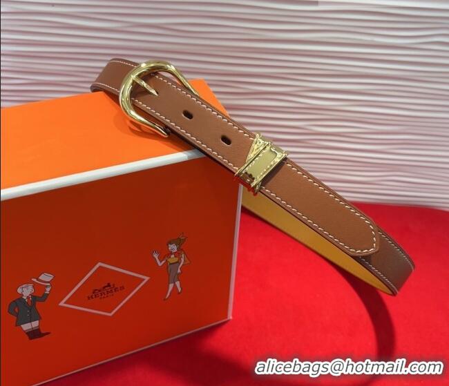 Trendy Design Hermes Ecuyere Leather Belt 2.4cm 0617 Brown/Gold 2025