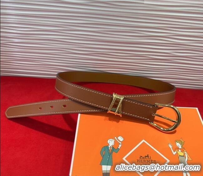 Trendy Design Hermes Ecuyere Leather Belt 2.4cm 0617 Brown/Gold 2025