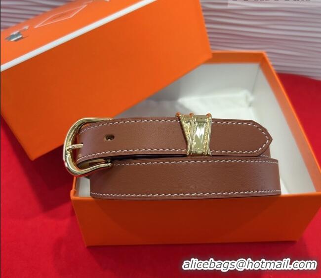 Trendy Design Hermes Ecuyere Leather Belt 2.4cm 0617 Brown/Gold 2025