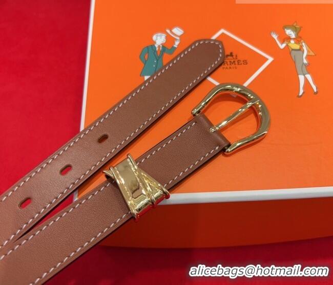 Trendy Design Hermes Ecuyere Leather Belt 2.4cm 0617 Brown/Gold 2025