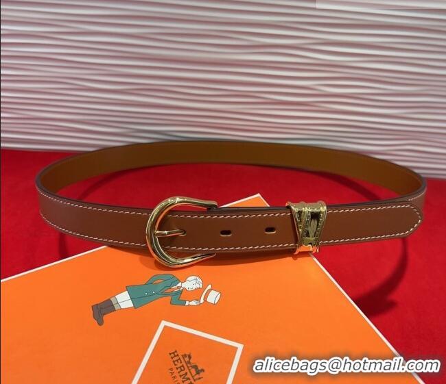 Trendy Design Hermes Ecuyere Leather Belt 2.4cm 0617 Brown/Gold 2025