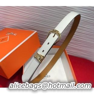 Buy Fashionable Hermes Ecuyere Leather Belt 2.4cm 0617 White/Gold 2025