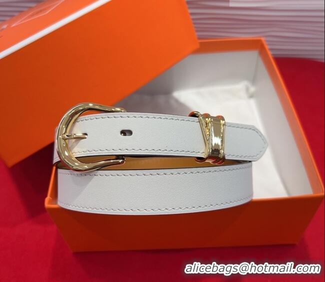 Buy Fashionable Hermes Ecuyere Leather Belt 2.4cm 0617 White/Gold 2025