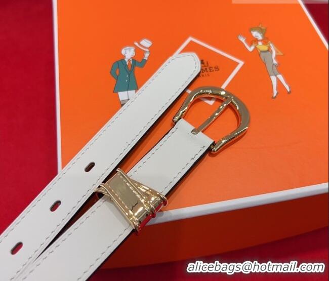 Buy Fashionable Hermes Ecuyere Leather Belt 2.4cm 0617 White/Gold 2025